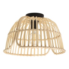 Eglo Canada 43872A - 1 LT Ceiling Light w/ Black Finish & Natural Wood Shade