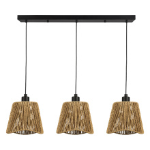 Eglo Canada 44073A - 3 LT Liner Pendant w/ Black Finish & Natural Rope Shade