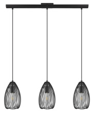 Eglo Canada 49142A - 3 LT Linear Pendant w/ Black Finish & Black Metal Shades