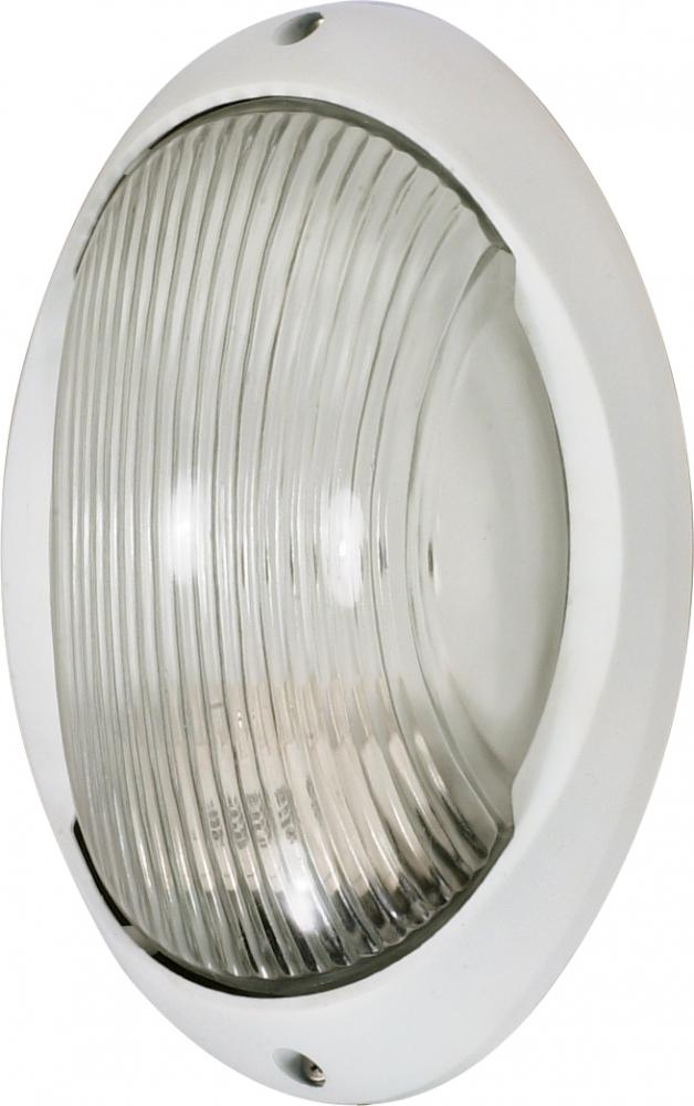 1 Light - 11" Large Oval Bulkhead - Semi Gloss White Finish