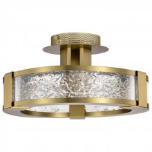  62/2011 - Darrow; 13 Inch LED Semi Flush; Vintage Brass; Acrylic Panels