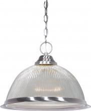  SF76/446 - 1 Light - 15" Pendant with Clear Prismatic Glass - Brushed Nickel Finish