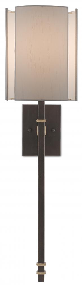 Rocher Bronze Wall Sconce, White Shade