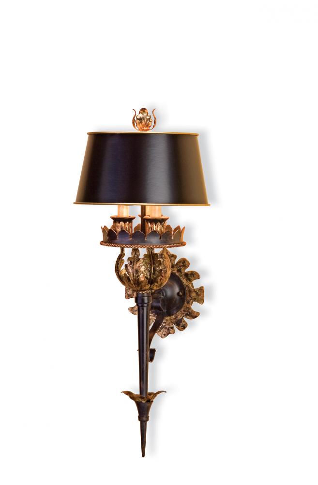 The Duke Gold Wall Sconce, Black Shade