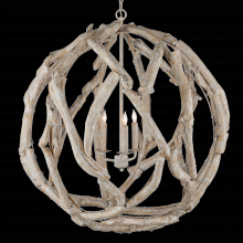 Currey 9000-1133 - Driftwood Whitewash Orb Chandelier