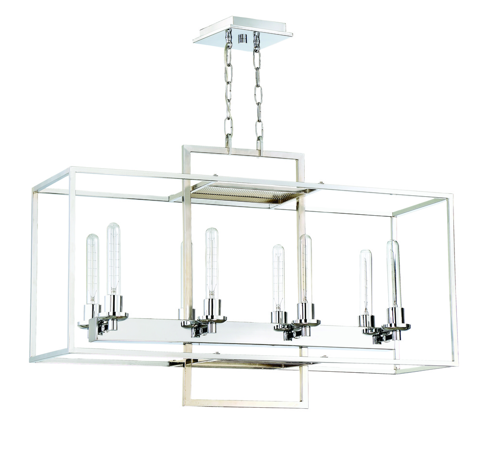 Cubic 8 Light Linear Chandelier in Chrome