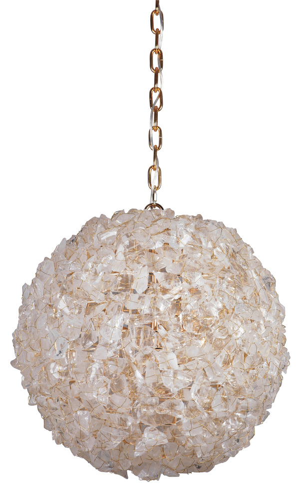 Roxx 4 Light X-Large Pendant in Gilded w/Quartz Crystals