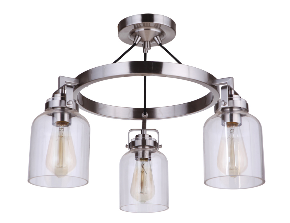 Foxwood 3 Light Convertible Semi Flush in Brushed Polished Nickel