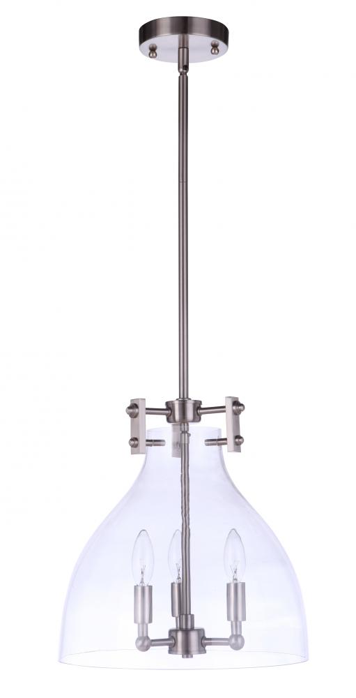 Chardonnay 3 Light Pendant in Brushed Polished Nickel