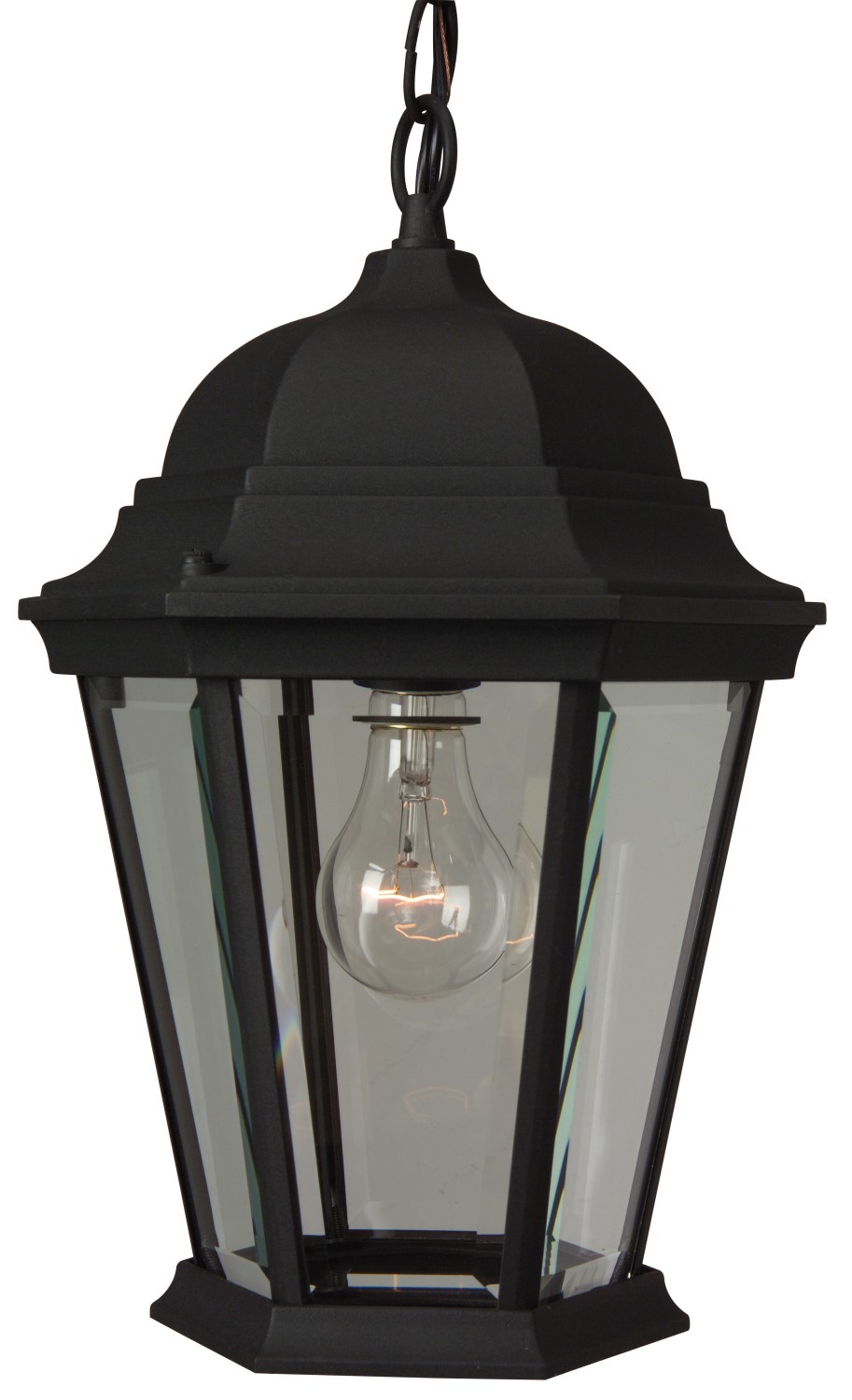 Straight Glass Cast 1 Light Outdoor Pendant in Textured Black