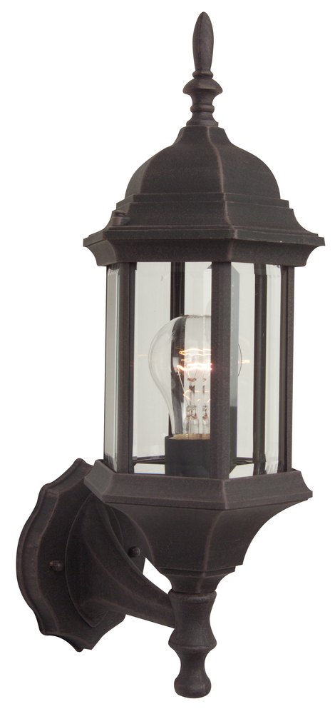 Hex Style Cast 1 Light Small Outdoor Wall Lantern in Rust