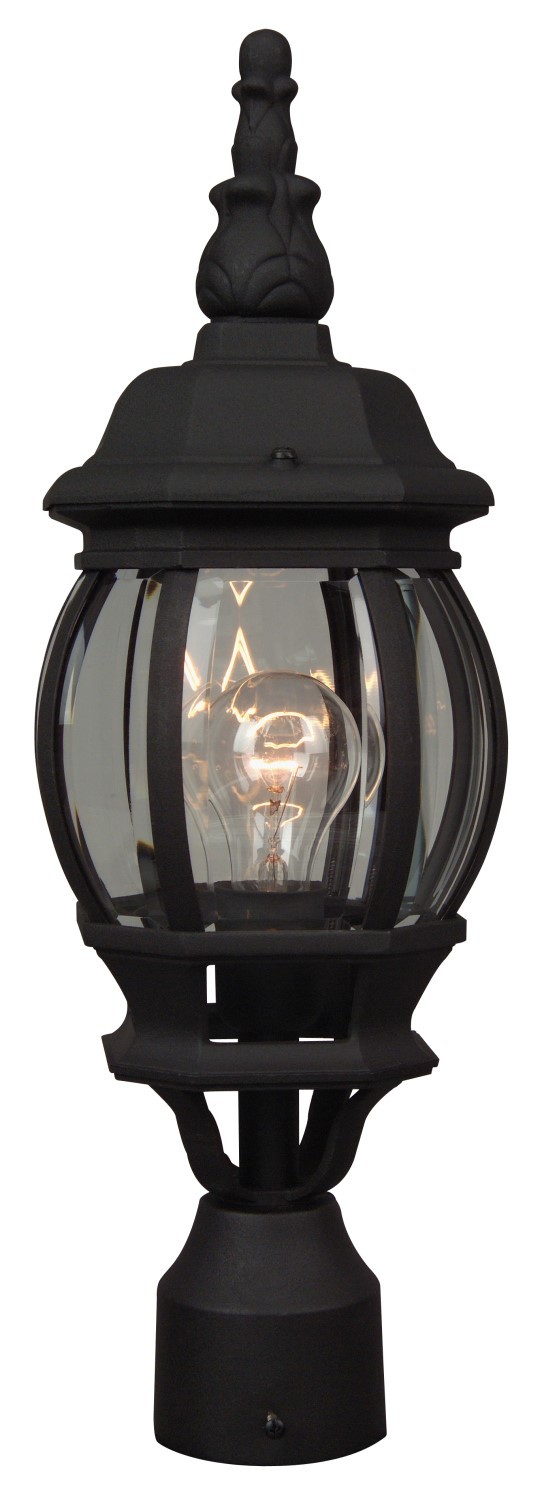 French Style 1 Light Outdoor Post Mount in Textured Black