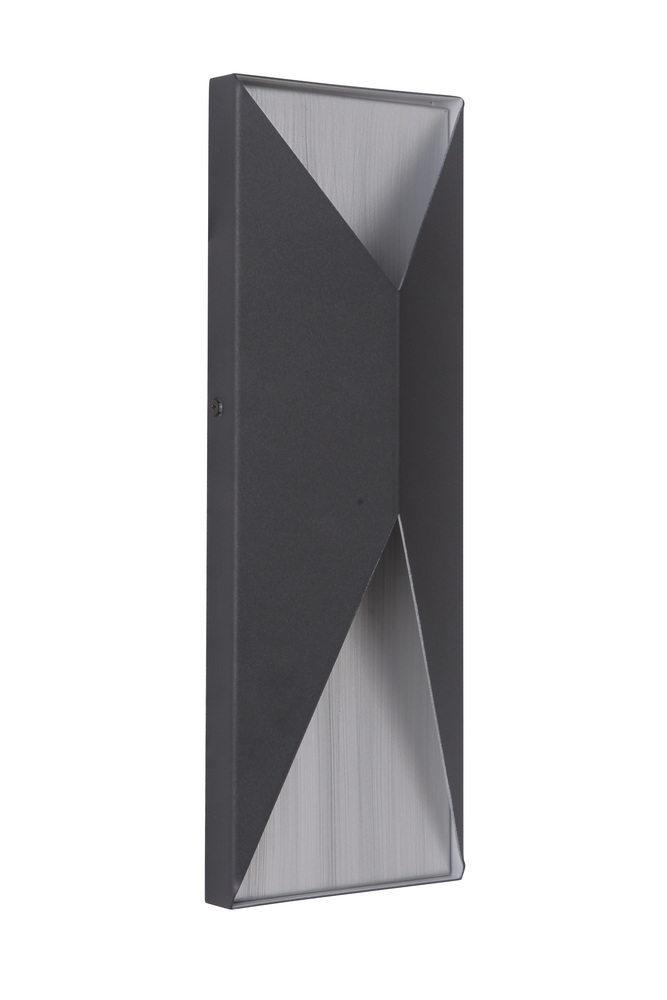 Peak 2 Light Medium LED Outdoor Pocket Sconce in Textured Black/Brushed Aluminum