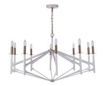  55510-MWWSB - The Reserve 10 Light Chandelier in Matte White/Satin Brass